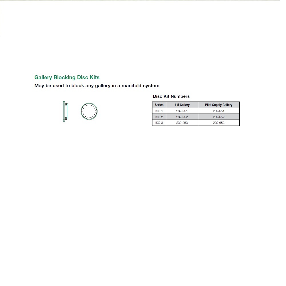 239-251 NUMATICS/AVENTICS BLOCKING DISC<BR>ISO1 SERIES PORTS 1 & 5
